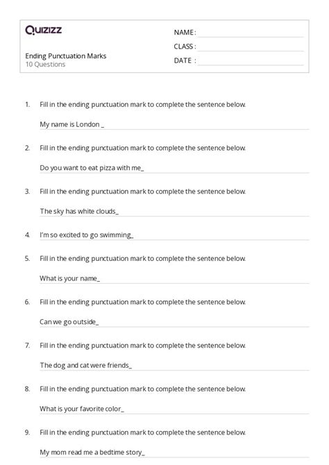 50+ Ending Punctuation worksheets for Kindergarten on Quizizz | Free ...
