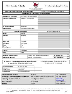 Fillable Online galway Foirm Ghearin Forbartha Development Complaint ...