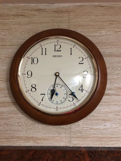 Buy SEIKO Elegant Round Analog Brown Wooden Home Decor Wall Clock with ...