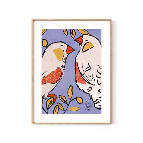 Buy Finch Love Birds Purple Background 2 Wall Art Online at Best Price ...