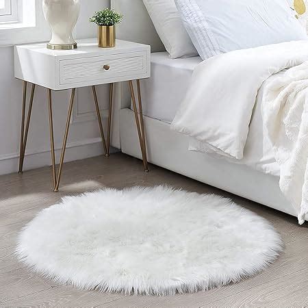 Buy CottonFry Faux Sheepskin Fur Area Rugs Round Fur Throw Rug Floor ...