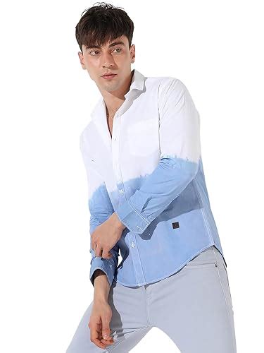 Campus Sutra Men's White Colourblocked Button Up Collared Shirt for ...