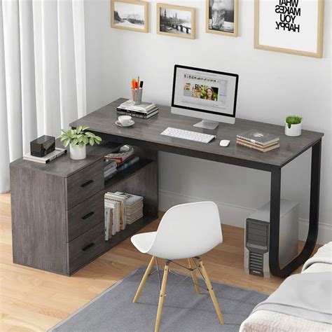 FURNISHIAA Ultimate Sheesham & Metal L Shaped Study Table for Home/Off ...