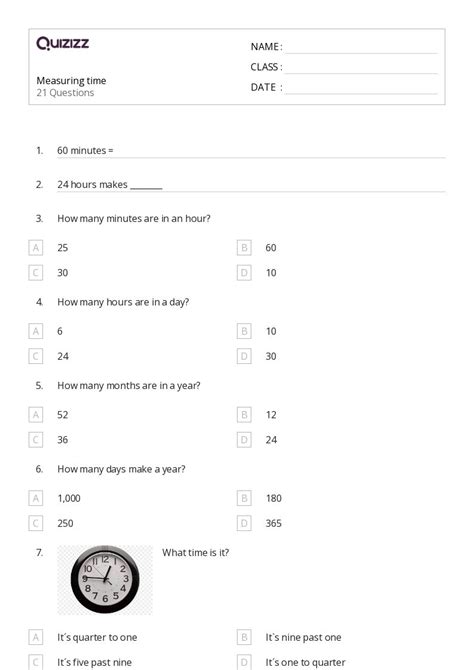 50+ Time to the Quarter Hour worksheets for 6th Class on Quizizz | Free ...