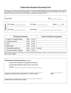 Tb Screening Form Hawaii - Fill and Sign Printable Template Online