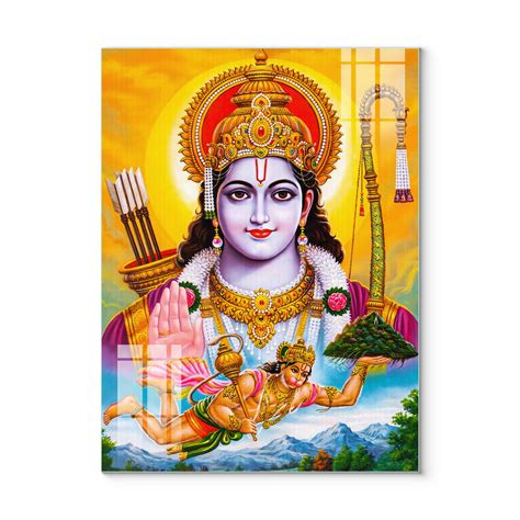 Glass Wall Paintings of Lord Shree Rama and Lord Hanuman Ji for Home D ...