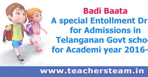 Badi Baata a Special Enrollment drive in Telangana Schools ~ Teachers ...