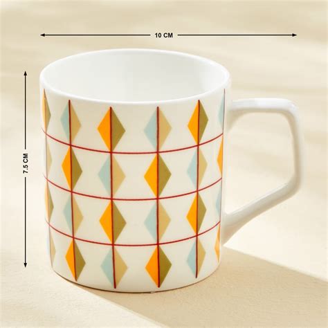 Buy Mandarin Harvey Set of 6 Bone China Printed Coffee Mugs - 230ml ...