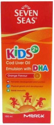 Seven Seas Kids 2+ Cod Liver Oil Emulsion with DHA Orange Flavored Oil ...