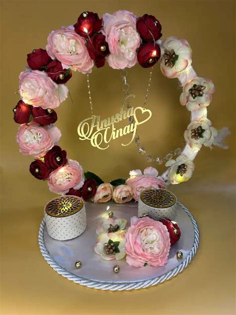 Ring Platter - With Red And Baby Pink Rose – Happy Giftings