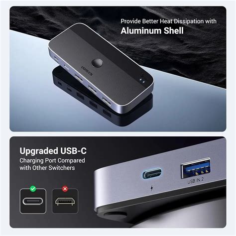 UGREEN USB 3.0 Switch 4-Port Hub | Share Devices Between 2 PCs – Ugreen ...