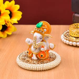 UniqueArt Lord Ganesha Idol Figurine Showpiece Hindu Polyresin Car ...