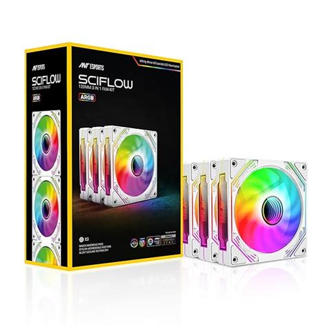 Ant Esports Sciflow 120mm 3 IN 1 ARGB Case Fan Kit - White, RGB ...