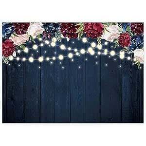 Funnytree Flower Wood Backdrop Navy Floral Panel Board Photography ...