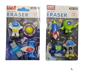 Astronaut Outer Space Solar Pattern Erasers - Set of 4 for Birthday ...