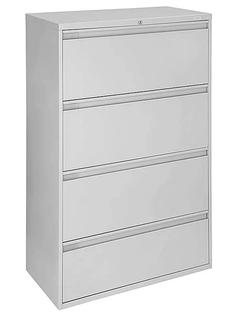 Lateral File Cabinet - 36" Wide, 4 Drawer, Light Gray H-2169GR - ULINE