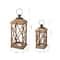 Glitzhome® Brown Wooden Modern Farmhouse Lantern Set | Michaels