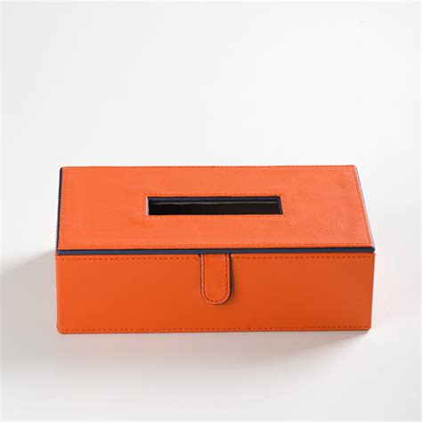 Orange Faux Leather Tissue Box Holder – casabotanical