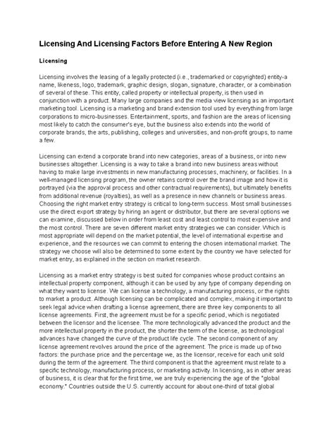 Licensing And Licensing Factors Before Entering A New Region ...