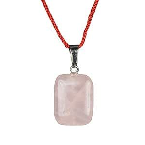 Reiki Crystal Products Natural Rose Quartz Stone Square Shape Pendant ...