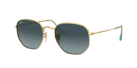 Buy HEXAGONAL FLAT LENSES Gold Sunglasses – Blue Lens