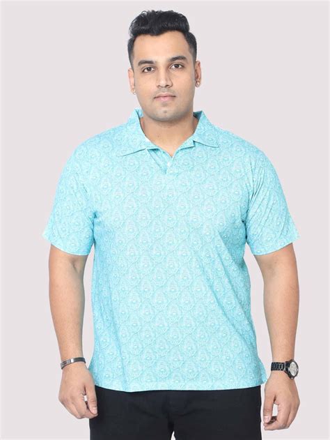 Buy Men Plus Size Tiny Paisley Digital Printed Polo Collar T-shirt ...