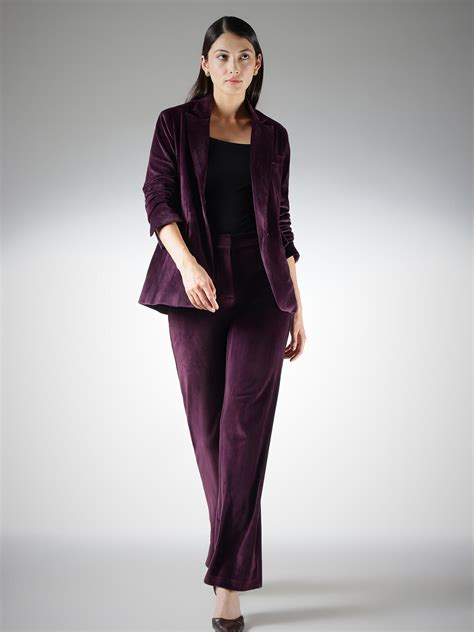 Buy Velvet Blazer and Straight Fit Trousers Coord - Online| FableStreet