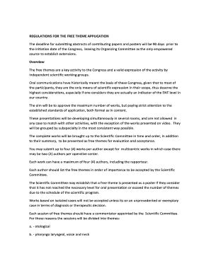 Fillable Online faso org REGULATIONS FOR THE FREE THEME APPLICATION ...