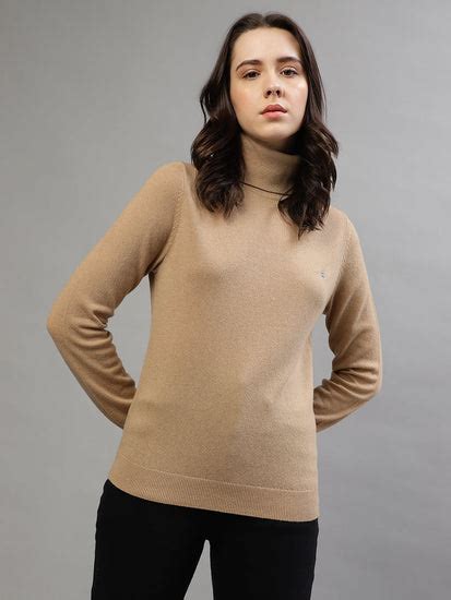 Shop Gant Women Solid Turtle Neck Long Sleeves Sweater - GANT India