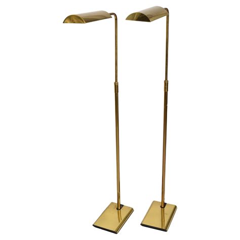 Pair Koch and Lowy Articulated Polished Brass Floor Lamps Mid-Century ...