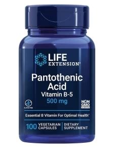 Pantothenic Acid (Vitamin B5) 500 mg - 100 Vegetarian Capsules - Life ...