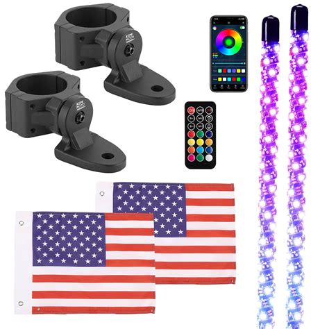 KEMIMOTO 2pc 3ft Whip Lights with Whip Mounts for Side by Side, APP ...