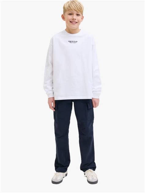 Jack & Jones Kids' Barkley Cotton Cargo Trousers, Night Sky