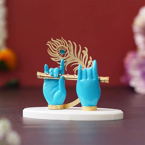 Buy KUSHAL CREATIONS Krishna Ji Hands with Flute Figurine 24k Gold ...