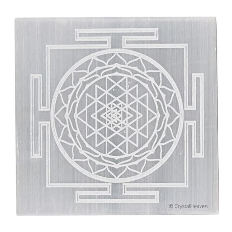Premium Selenite Charging Plate with Sri Yantra - Crystal Cleansing ...