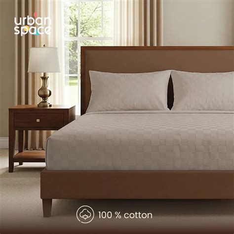 Urban Space 300 TC Jacquard 100% Cotton King Fitted Bedsheet with 2 ...