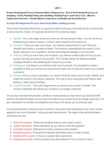 PDD-Unit-1(519): Comprehensive Guide to Product Development Process ...