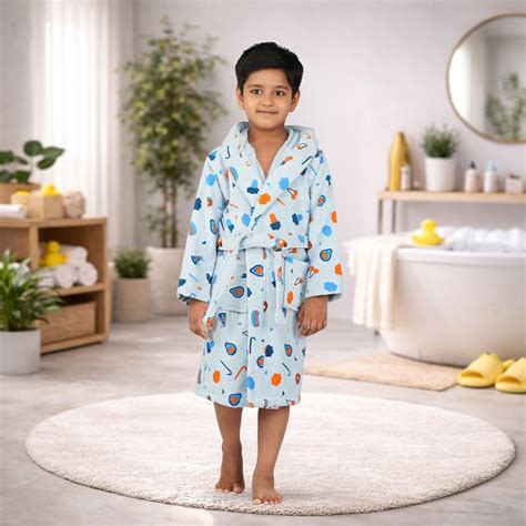 Buy Rangoli Pizza-Theme 100% Cotton Boys Bathrobe, 400 GSM | Ultra-Soft ...