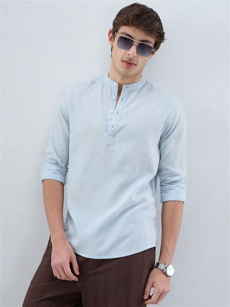 Premium Sky Blue Linen Blend Kurta – Vastrado