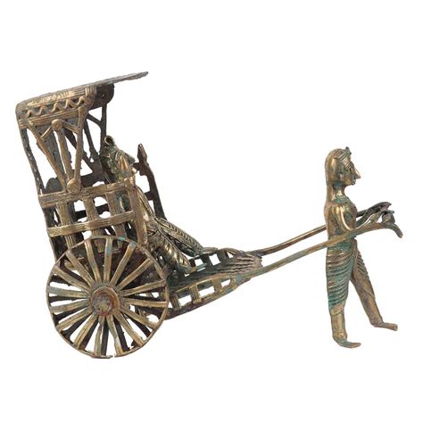 Brass Rickshaw Man Pull Driven Cart