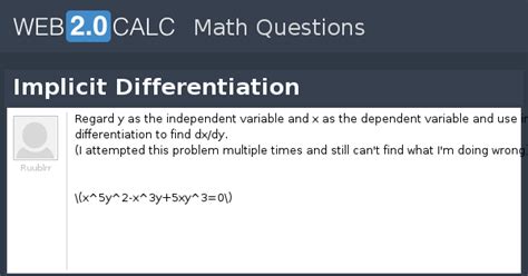 View question - Implicit Differentiation
