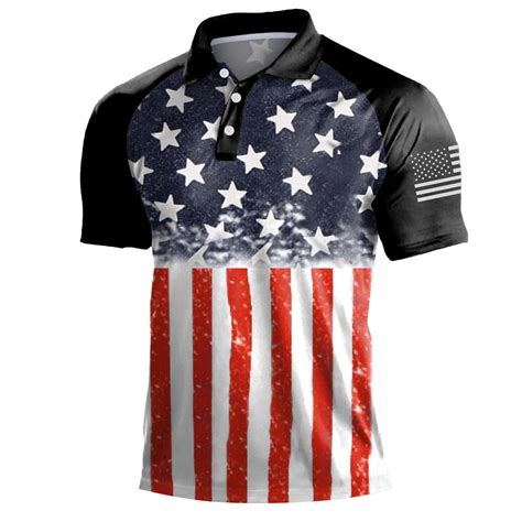 TOWED22 Golf Shirts for Men Polo Shirt Mens Patriotic American Flag ...