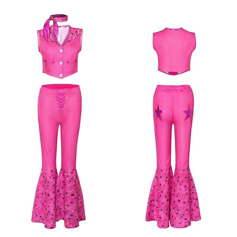 Pink West Cowgirl Outfit Doll Pants Vest Scarf Women's Movie Cosplay ...