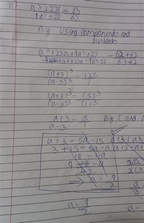 Using properties of proportion, solve for X: (x^3 + 27x)÷(9x^2+27)=63÷ ...