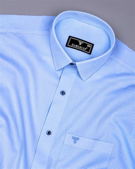Swifton Blue With White Dobby Formal Cotton Shirt – Hamercop