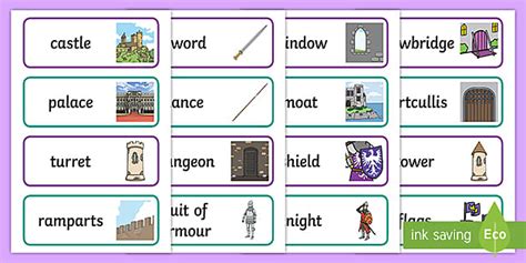 Castles and Knights Word Cards