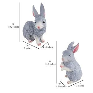 Wonderland ( Set of 2 Resin Garden Decor Sitting and Standing Rabbits ...