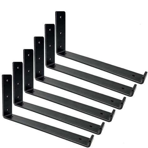 Buy Shelf Brackets 12 Inch, Heavy Duty Black Metal Floating Shelf ...