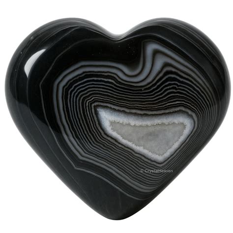 Black Onyx Agate Crystal Healing Hearts for Love - Heart Shape Stone ...