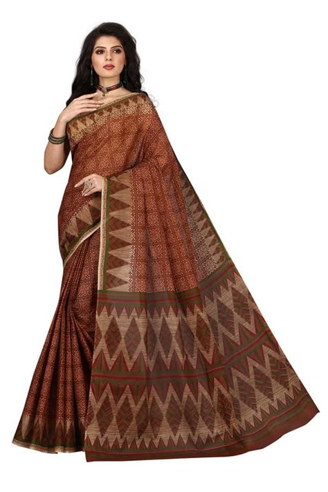 Buy SHANVIKA Geometric Print Pure Cotton Saree With Blouse Piece For ...